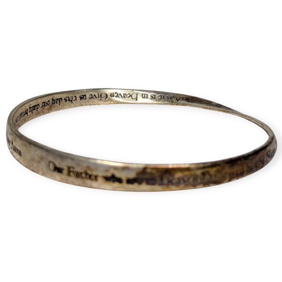 Laura Elliot DVB 925 Sterling Silver Mobius Bangle Bracelet w/The Lords Prayer - Picture 1 of 7